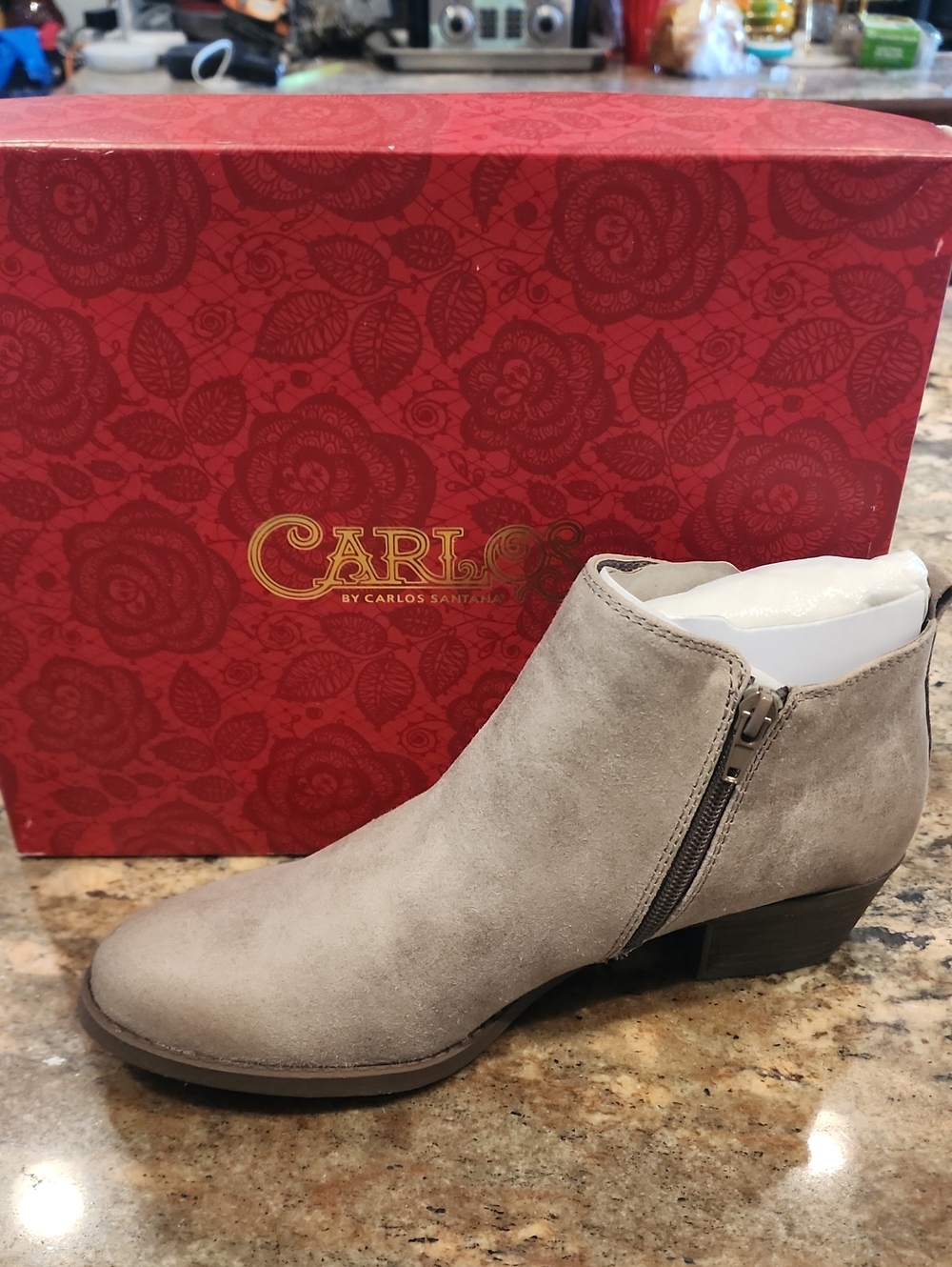 Carlos by Carlos Santana Light Taupe Suede Ankle Bootie